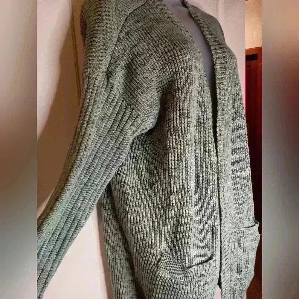 KNOX ROSE Coatigan Fall Green oversized cozy knit‎ multi color cardigan (#576)